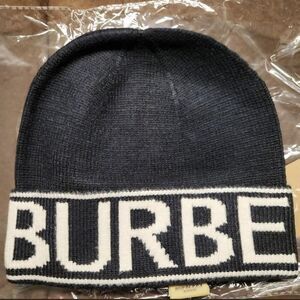 Burberry Black with White Spell-Out Beanie
